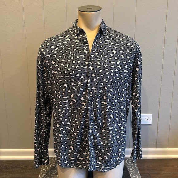 Zara Men’s Medium Relaxed Fit Button Down Shirt Cheetah Leopard Print Top - Picture 1 of 7